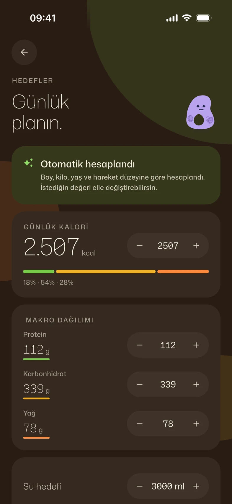 NutriPix hedefler ekranı